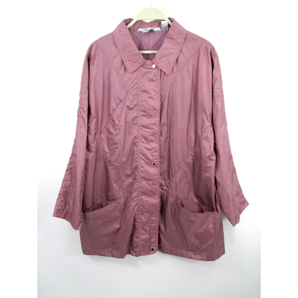 Haband Vintage Windbreaker Jacket Women Large Rose Gold Pink Full Zip Packable